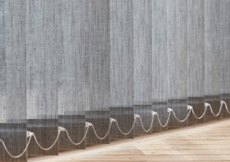 bandas cortinas verticales color gris con cadena plástica