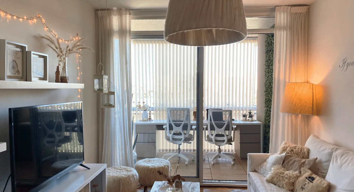 cortinas verticales para home office sunset